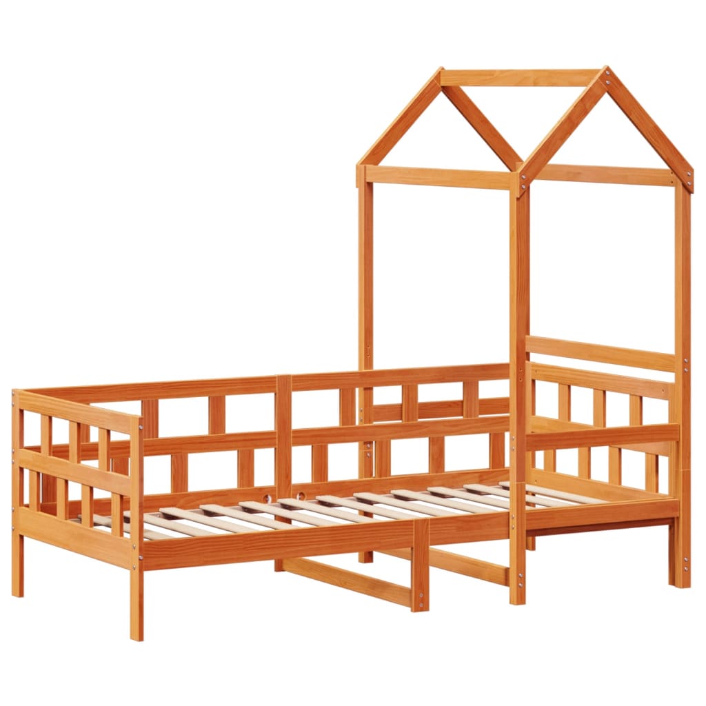 Day Bed with Roof without Mattress Wax Brown 80x200 cm Solid Wood