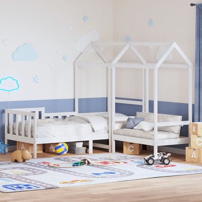 Day Bed and Bench Set with Roof without Mattress White 80x200 cm