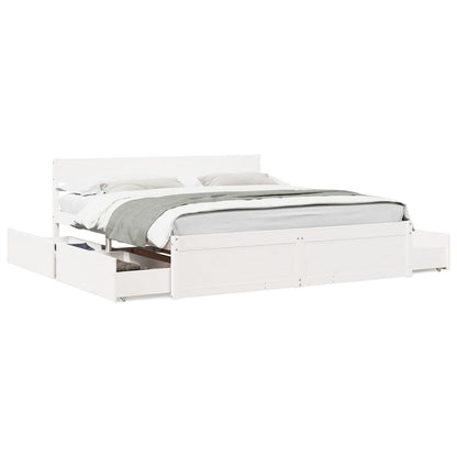 Bed Frame without Mattress White 200x200 cm Solid Wood Pine