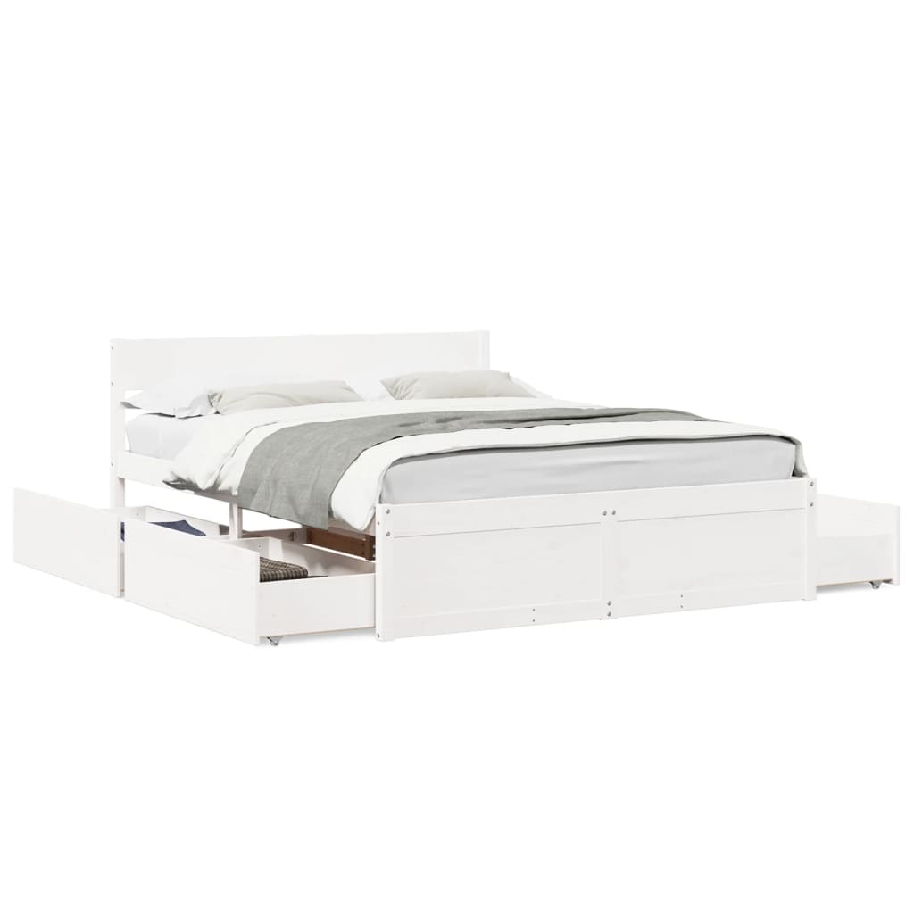 Bed Frame without Mattress White 160x200 cm Solid Wood Pine