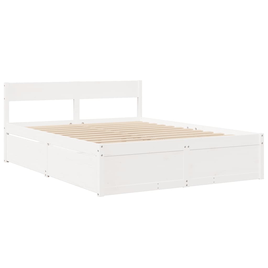 Bed Frame without Mattress White 160x200 cm Solid Wood Pine