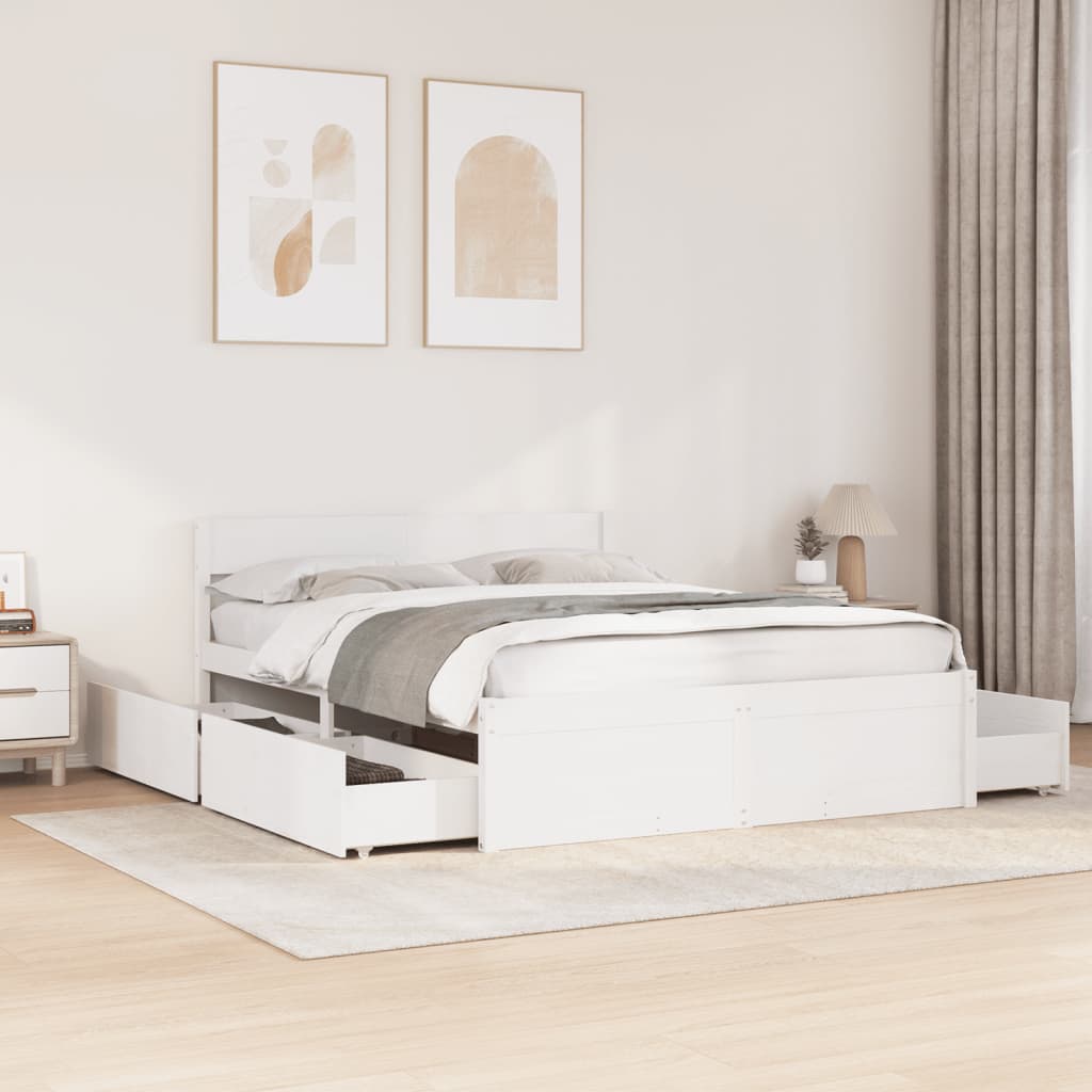 Bed Frame without Mattress White 160x200 cm Solid Wood Pine