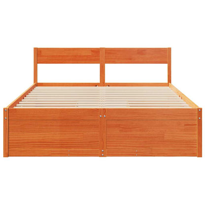 Bed Frame without Mattress Wax Brown 140x200 cm Solid Wood Pine