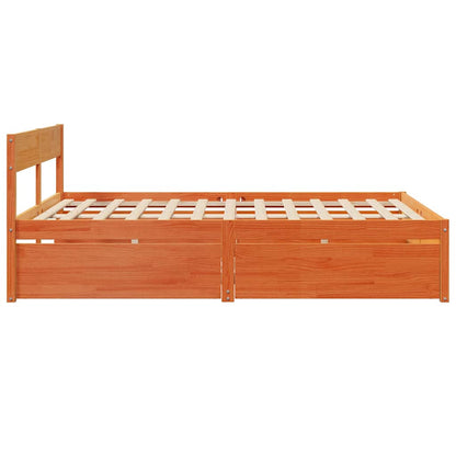 Bed Frame without Mattress Wax Brown 140x200 cm Solid Wood Pine