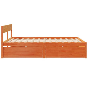 Bed Frame with Drawers Wax Brown 140x200 cm Solid Wood Pine