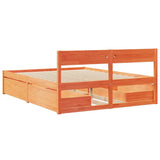 Bed Frame with Drawers Wax Brown 140x200 cm Solid Wood Pine