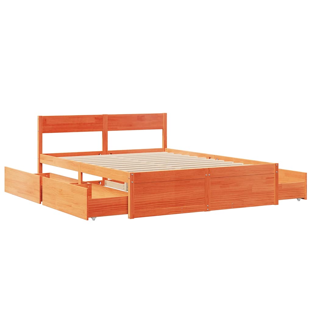 Bed Frame without Mattress Wax Brown 140x200 cm Solid Wood Pine