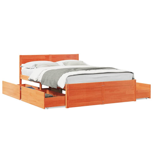 Bed Frame without Mattress Wax Brown 120x200 cm Solid Wood Pine