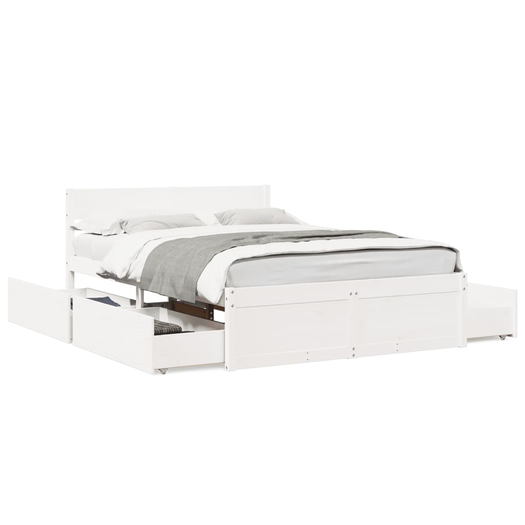 Bed Frame without Mattress White 140x190 cm Solid Wood Pine