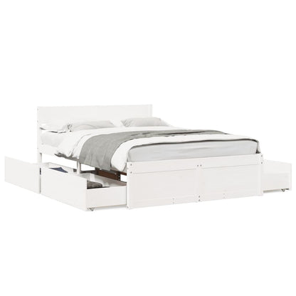 Bed Frame without Mattress White 135x190 cm Double Solid Wood Pine