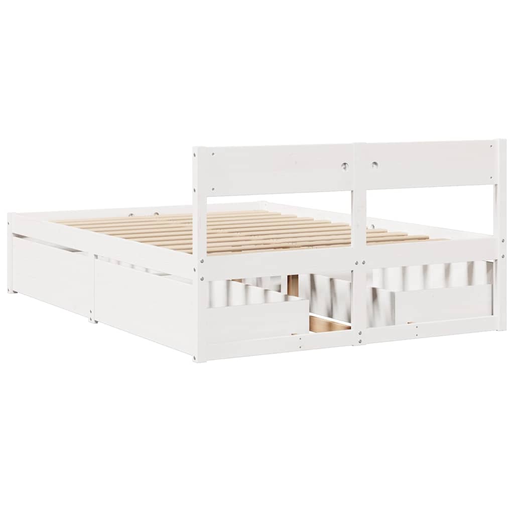 Bed Frame without Mattress White 120x190 cm Small Double Solid Wood Pine