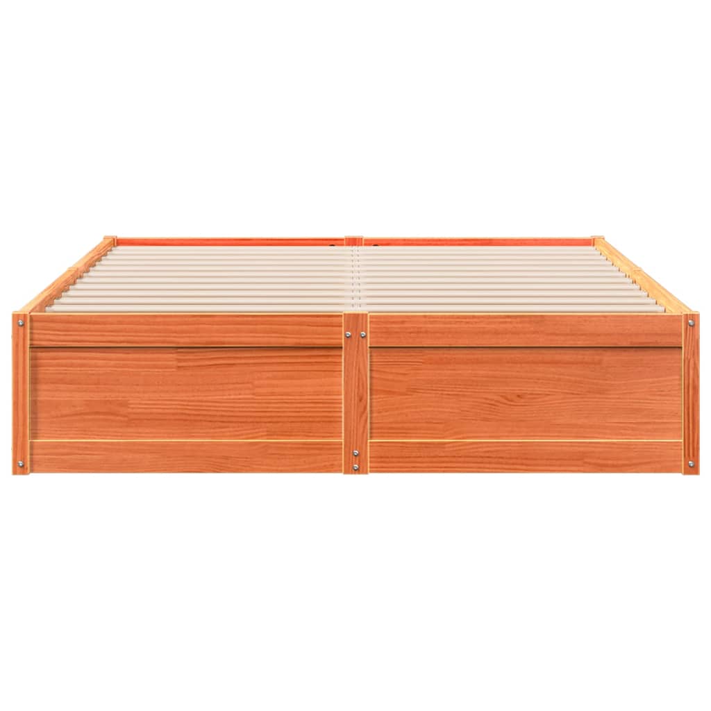 Bed Frame without Mattress Wax Brown 160x200 cm Solid Wood Pine