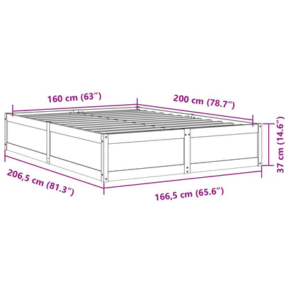Bed Frame without Mattress Wax Brown 160x200 cm Solid Wood Pine