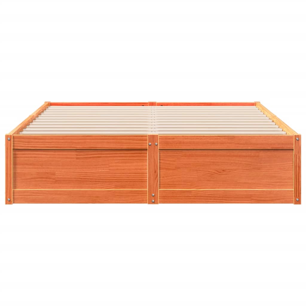 Bed Frame without Mattress Wax Brown 140x200 cm Solid Wood Pine