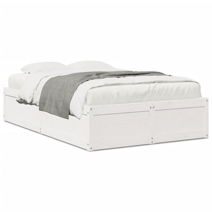Bed Frame without Mattress White 135x190 cm Double Solid Wood Pine