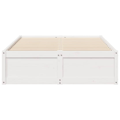 Bed Frame without Mattress White 135x190 cm Double Solid Wood Pine