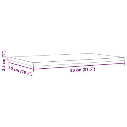 Table Top 80x50x2.5 cm Rectangular Solid Wood Pine