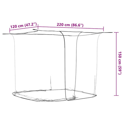 Mosquito Net for Bed Rectangular 156 mesh 220 x 120 x 150 cm