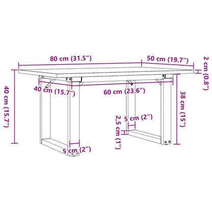 Coffee Table O-Frame 80x50x40 cm Solid Wood Pine and Steel