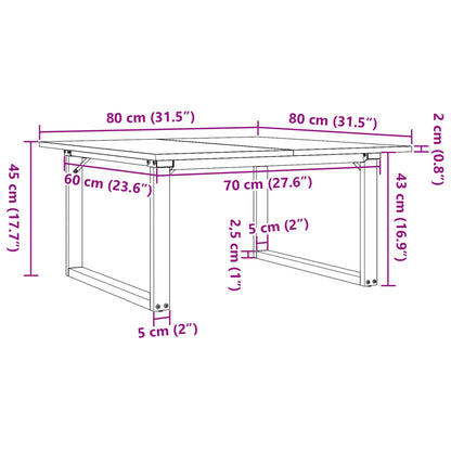 Coffee Table O-Frame 80x80x45 cm Solid Wood Pine and Steel