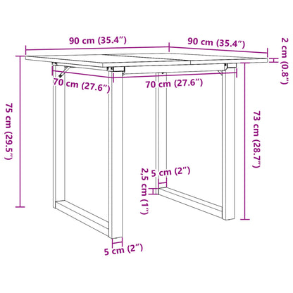 Dining Table O-Frame 90x90x75 cm Solid Wood Pine and Steel
