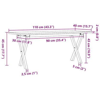 Coffee Table X-Frame 110x40x45 cm Solid Wood Pine and Steel