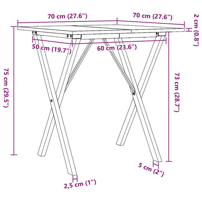 Dining Table X-Frame 70x70x75 cm Solid Wood Pine and Steel