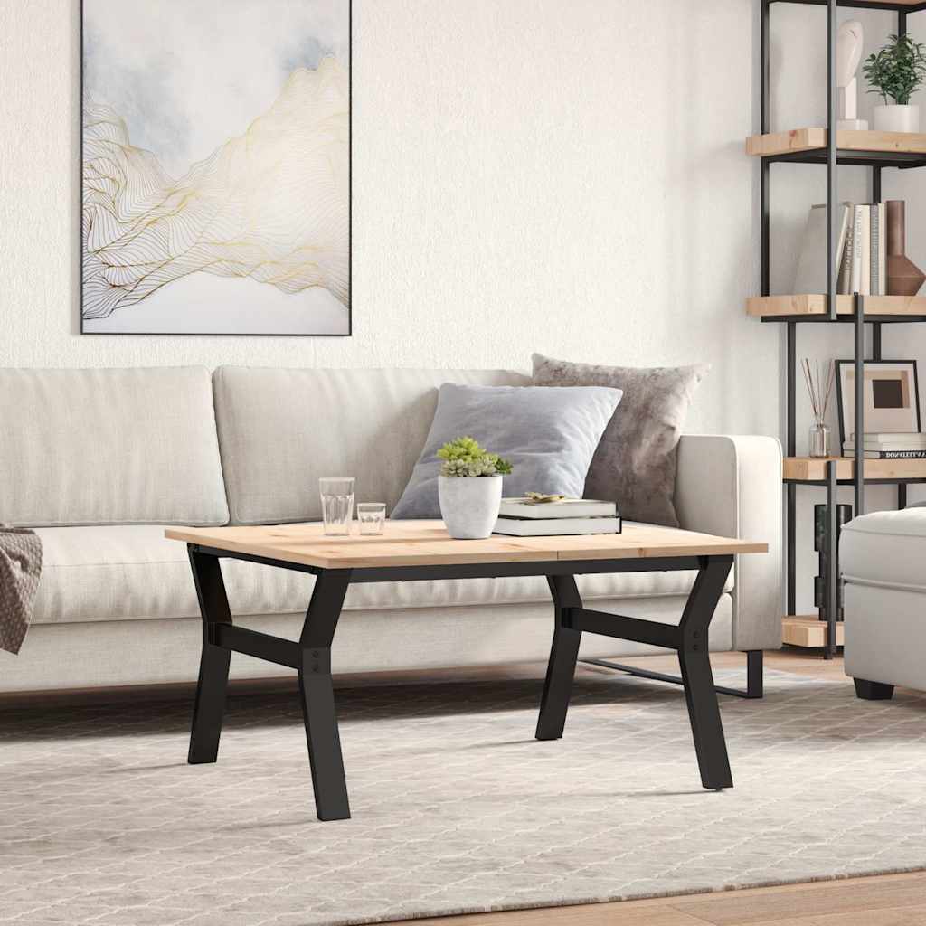 Coffee Table Y-Frame 90x90x45 cm Solid Wood Pine and Steel