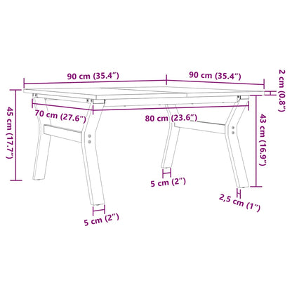 Coffee Table Y-Frame 90x90x45 cm Solid Wood Pine and Steel