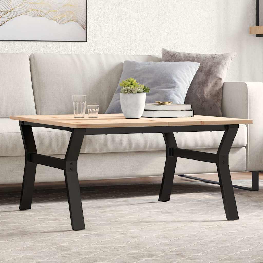 Coffee Table Y-Frame 90x90x45 cm Solid Wood Pine and Steel