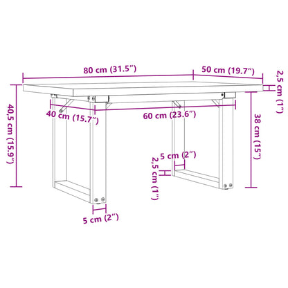 Coffee Table O-Frame 80x50x40.5 cm Solid Wood Pine and Steel