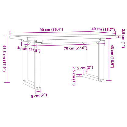 Coffee Table O-Frame 90x40x45.5 cm Solid Wood Pine and Steel