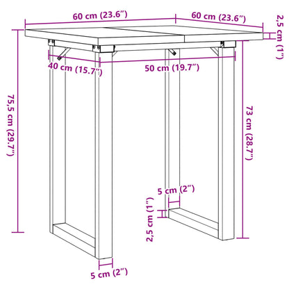 Dining Table O-Frame 60x60x75.5 cm Solid Wood Pine and Steel