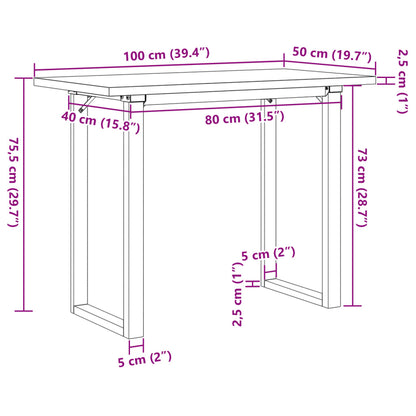 Dining Table O-Frame 100x50x75.5 cm Solid Wood Pine and Steel