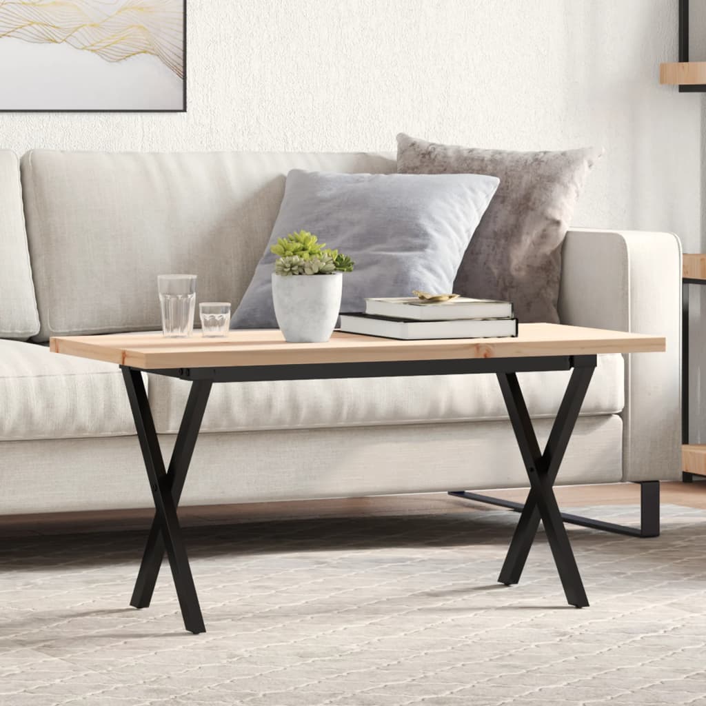 Coffee Table X-Frame 90x40x45.5 cm Solid Wood Pine and Steel