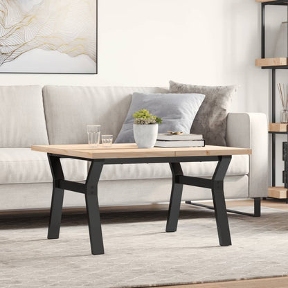 Coffee Table Y-Frame 80x80x45.5 cm Solid Wood Pine and Steel