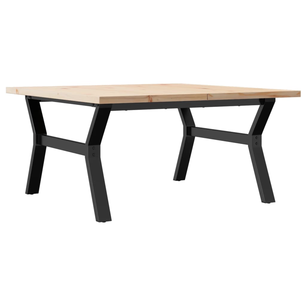 Coffee Table Y-Frame 90x90x45.5 cm Solid Wood Pine and Steel