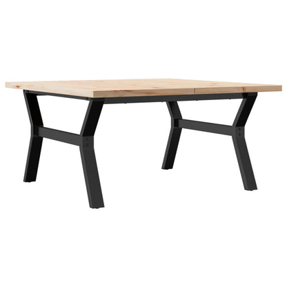 Coffee Table Y-Frame 90x90x45.5 cm Solid Wood Pine and Steel
