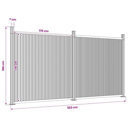 Fence Panel Grey 353x186 cm WPC