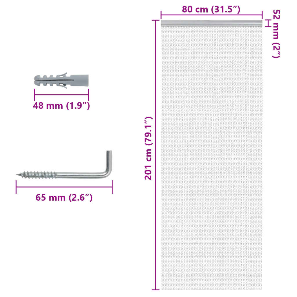 Chain Door Fly Screen 31.5x79.1" Aluminium