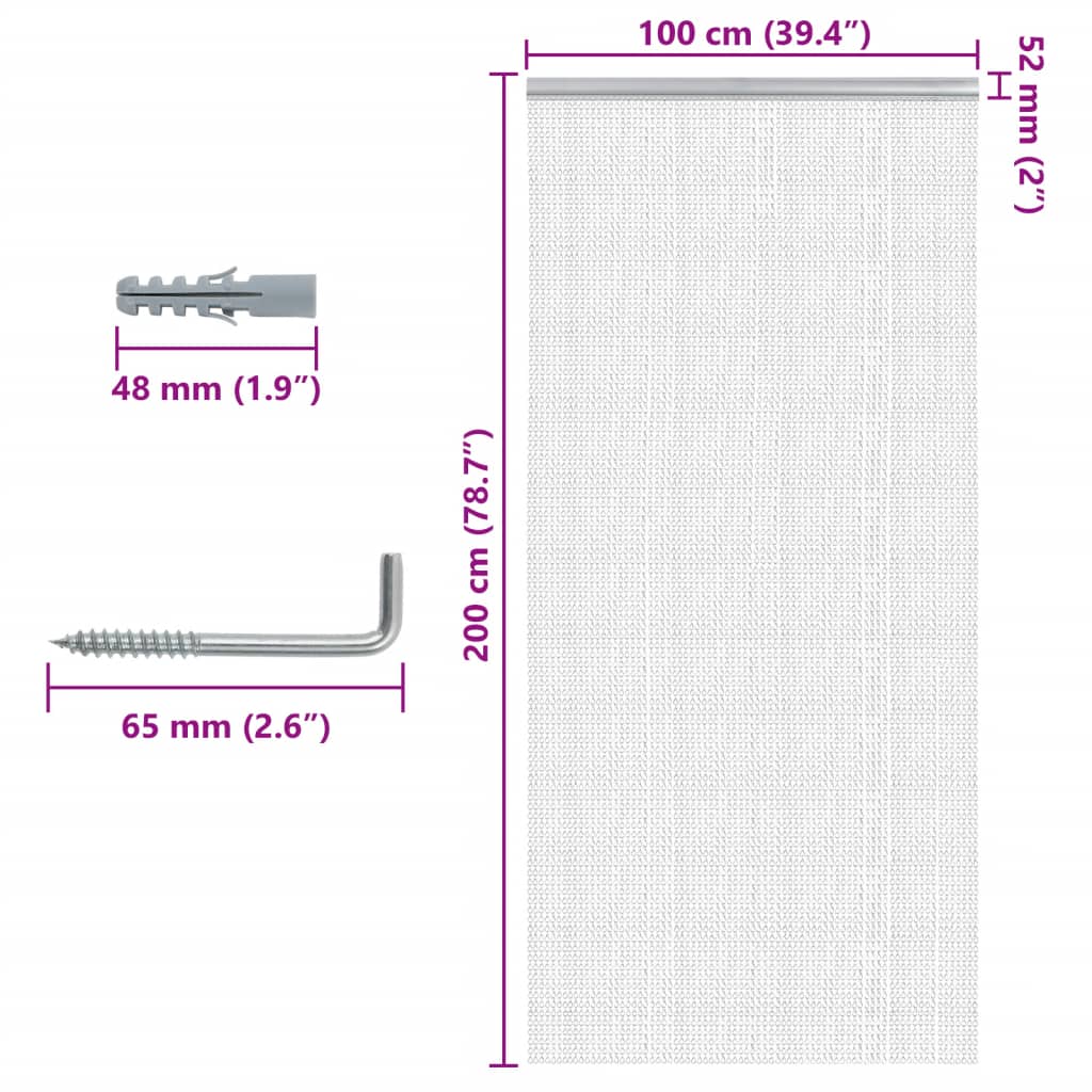 Chain Door Fly Screen 39.4x78.7" Aluminium