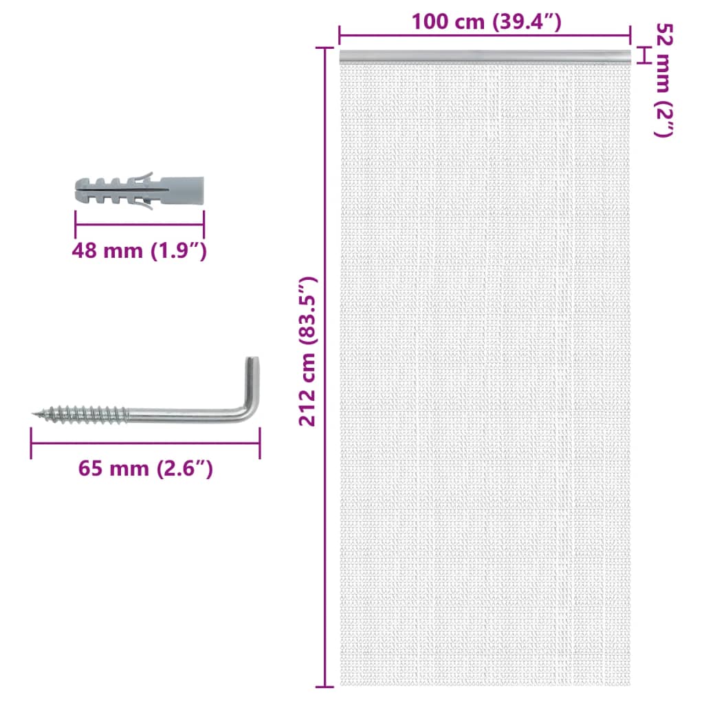 Chain Door Fly Screen 39.4x83.5" Aluminium