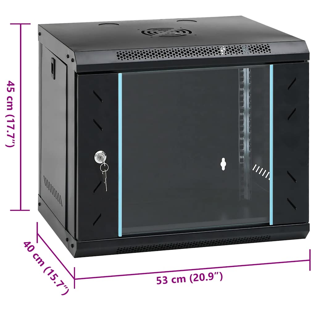 9U Wall Mounted Network Cabinet 19" IP20 20.9x15.7x17.7"