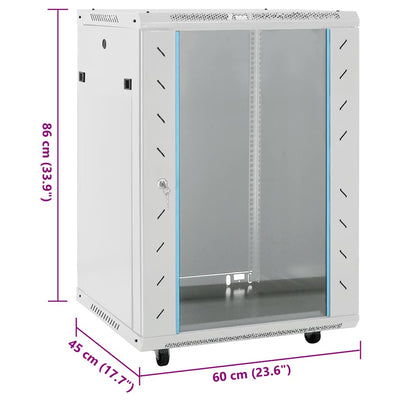15U Network Cabinet with Swivel Feet 19" IP20 23.6"x17.7"x33.9"