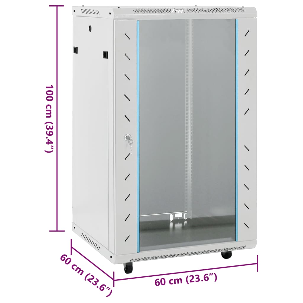 18U Network Cabinet with Swivel Feet 19" IP20 23.6"x23.6"x39.4"