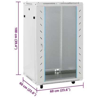 18U Network Cabinet with Swivel Feet 19" IP20 23.6"x23.6"x39.4"