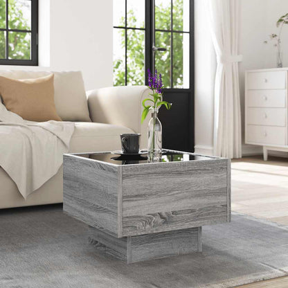 Side Table with LED Grey Sonoma 40x40x30 cm Engineered Wood