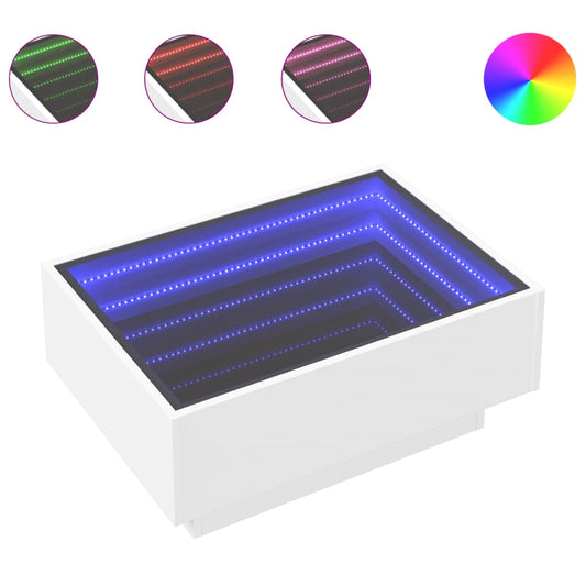 Coffee Table with LED White 70x50x30 cm Engineered Wood
