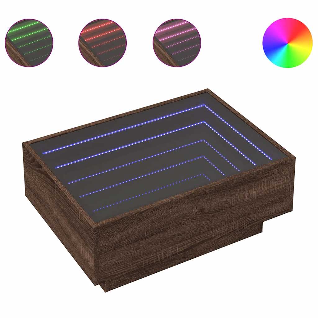 Coffee Table with LED Brown Oak 70x50x30 cm Engineered Wood