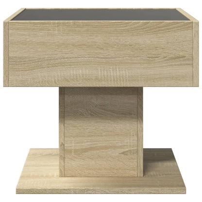 Coffee Table with LED Sonoma Oak 50x50x45 cm Engineered Wood